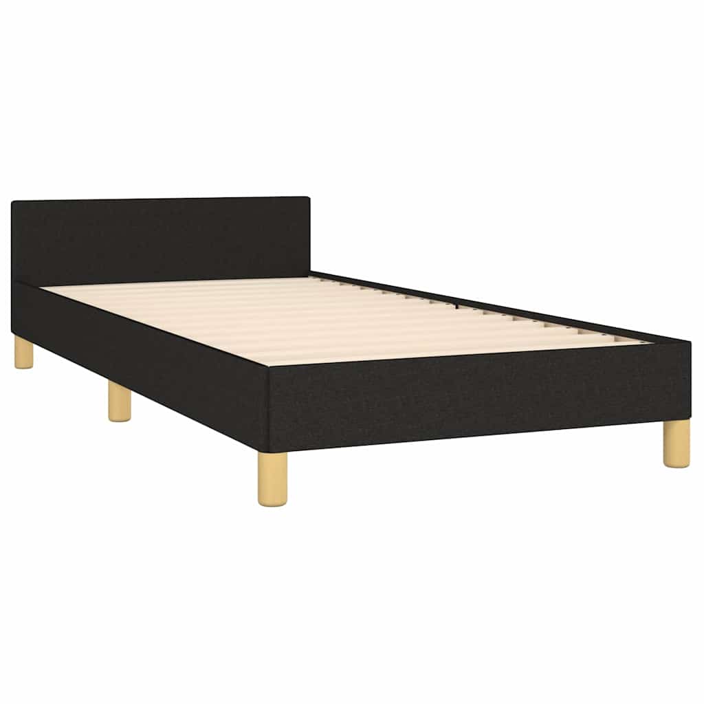 Estrutura cama c/ cabeceira sem colchão tecido 80x200 cm preto