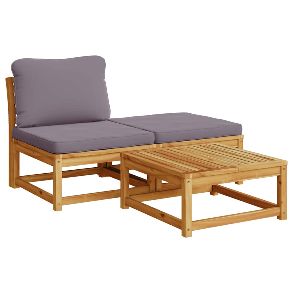 4 Pcs conjunto lounge de jardim com almofadões acácia maciça
