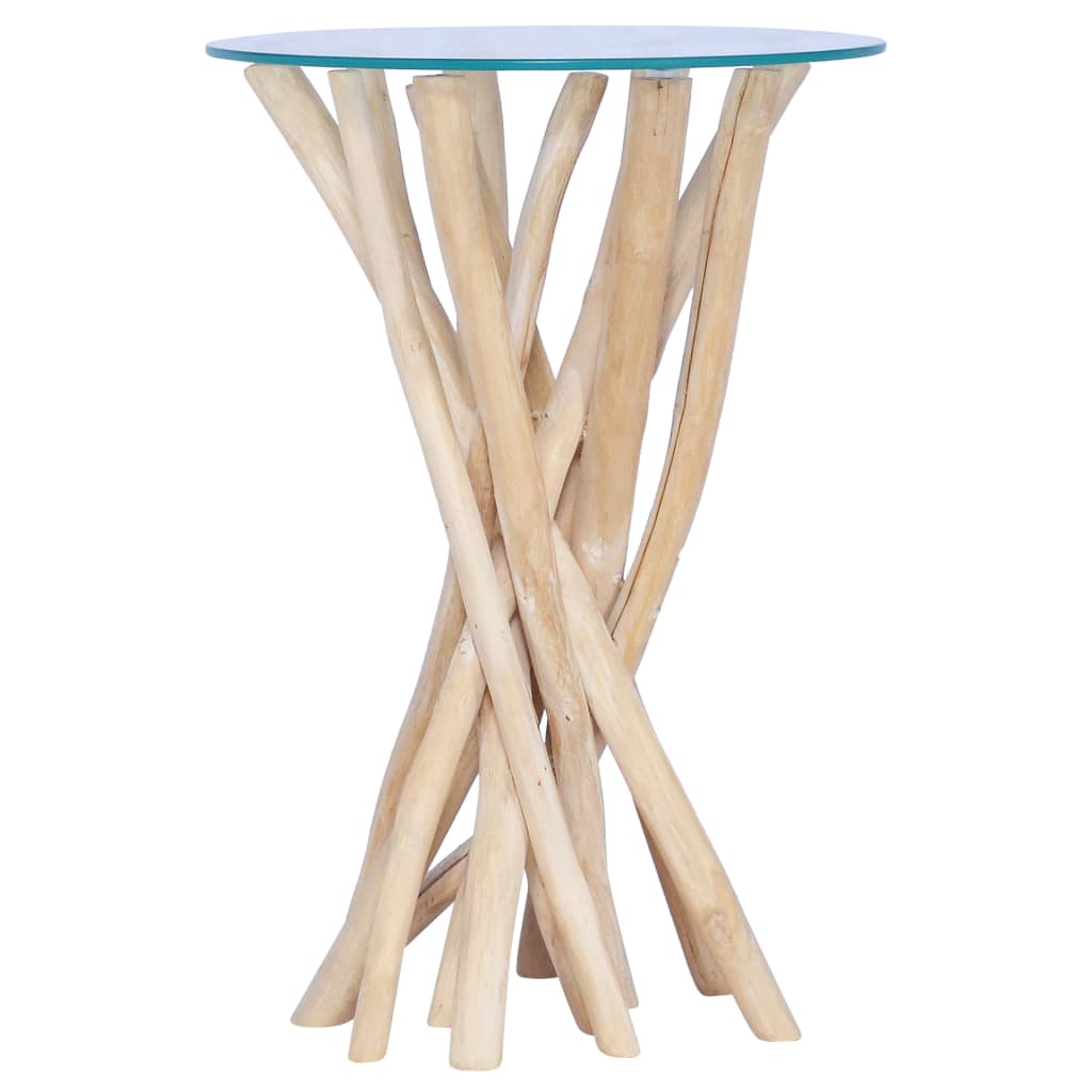 Mesa de centro c/ tampo de vidro 35x35x50cm madeira teca maciça