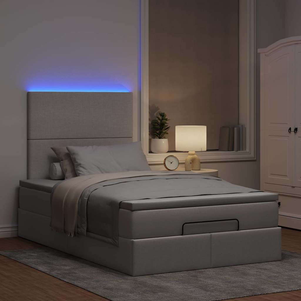 Moldura de cama otomana com tecido cinza 120x200cm