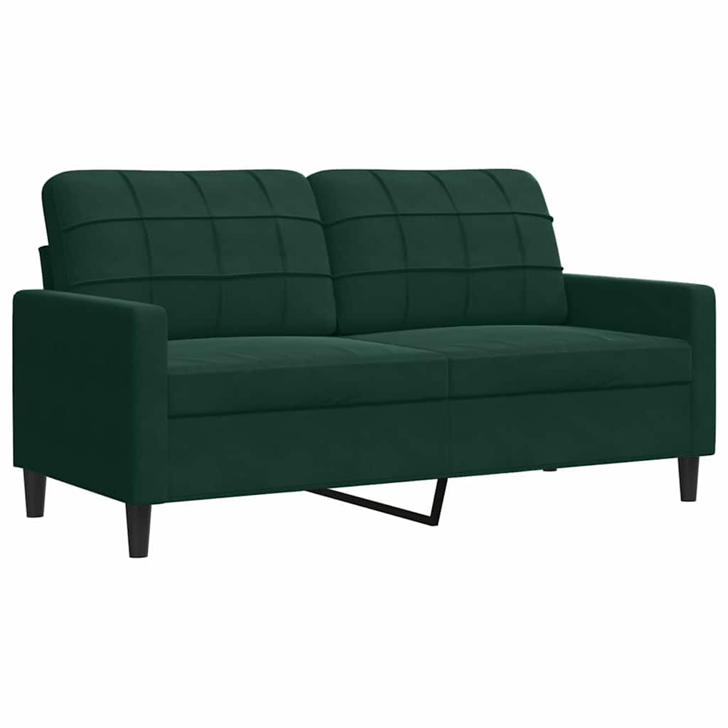3 Pcs conjunto de sofás com almofadões veludo verde-escuro