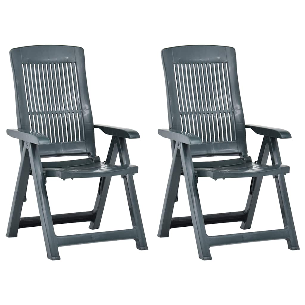 Cadeiras de jardim reclináveis 2 pcs plástico verde
