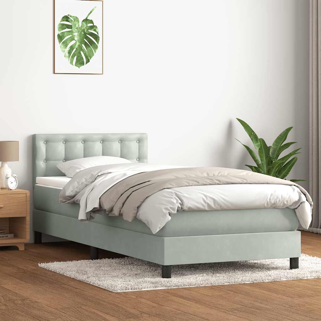 Cama com molas/colchão cinzento-claro 80x210 cm veludo