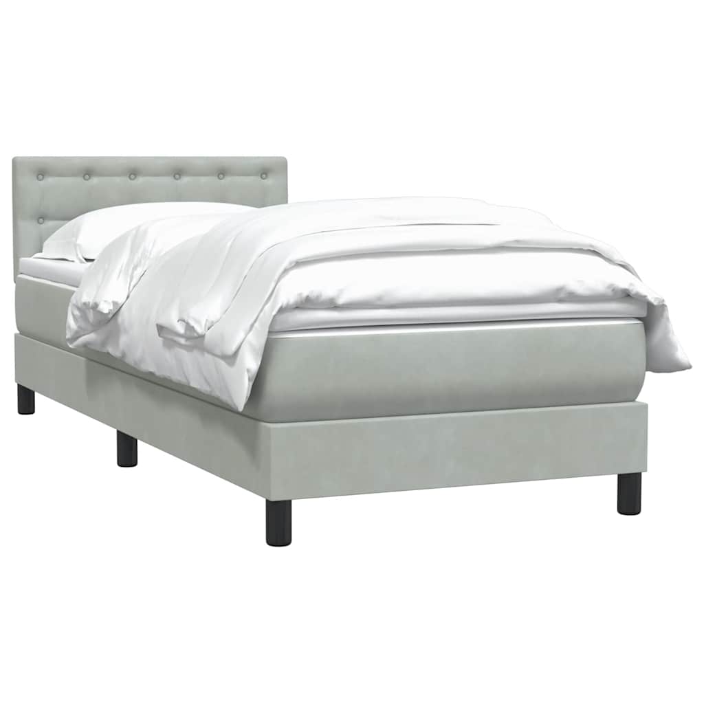 Cama com molas/colchão cinzento-claro 80x210 cm veludo
