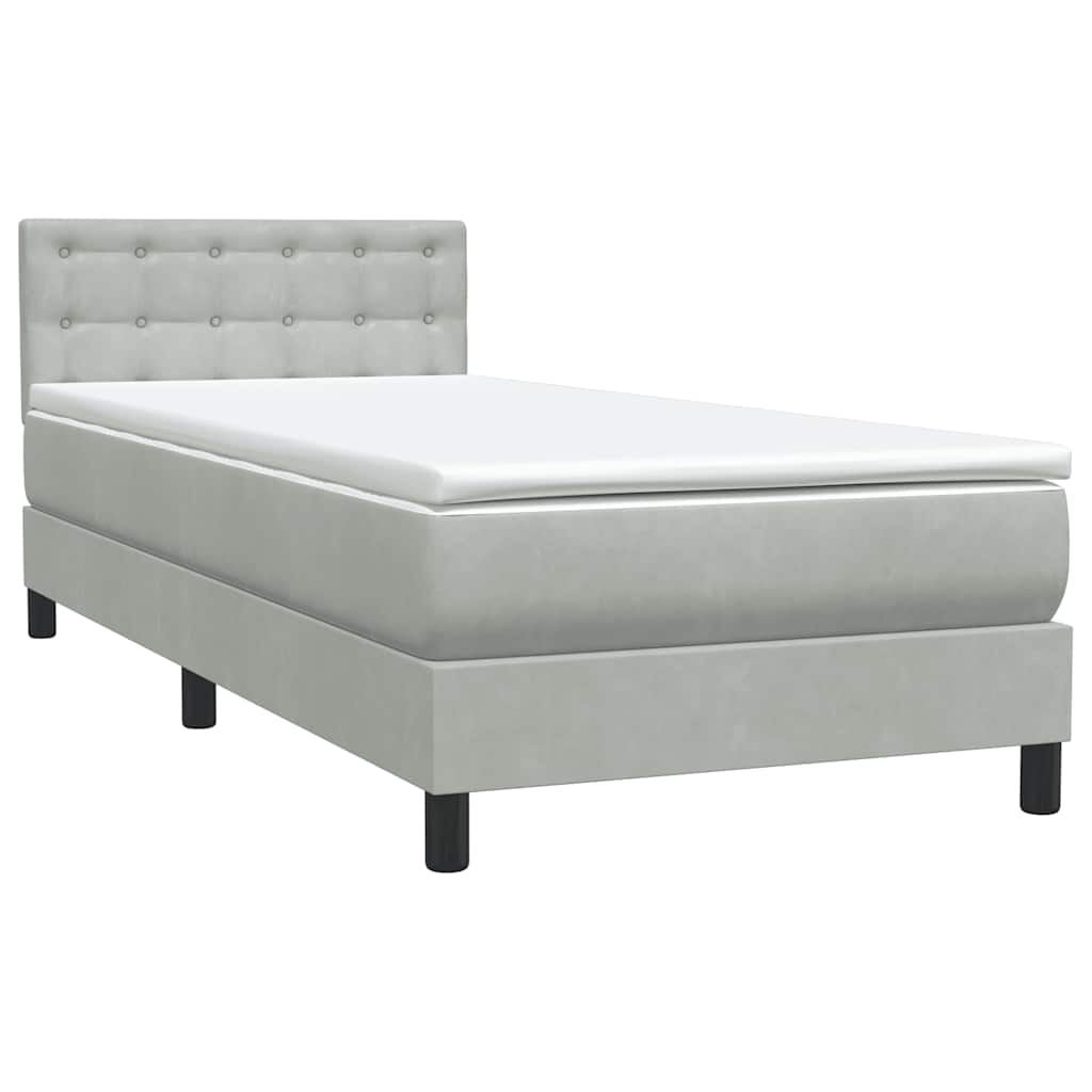 Cama com molas/colchão cinzento-claro 80x210 cm veludo