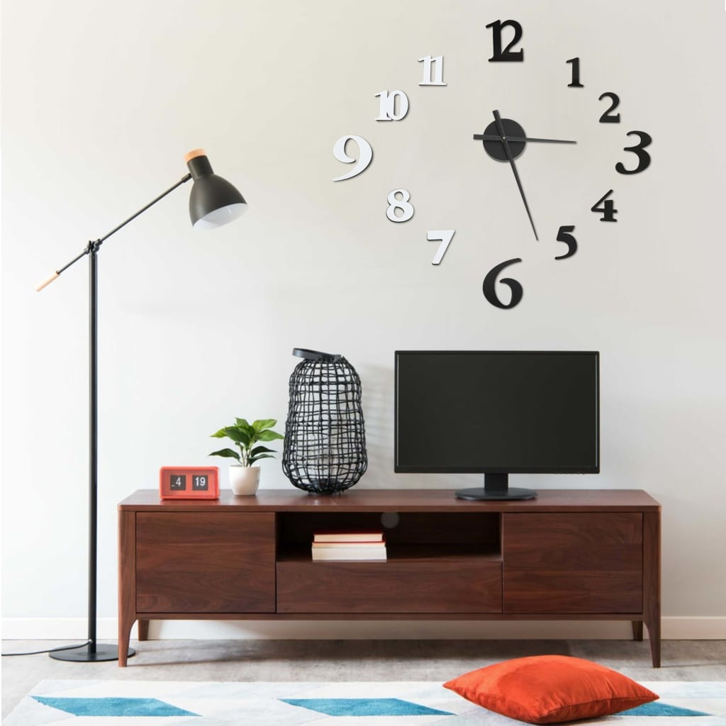 Relógio de parede 3d design moderno 100 cm xxl preto e branco