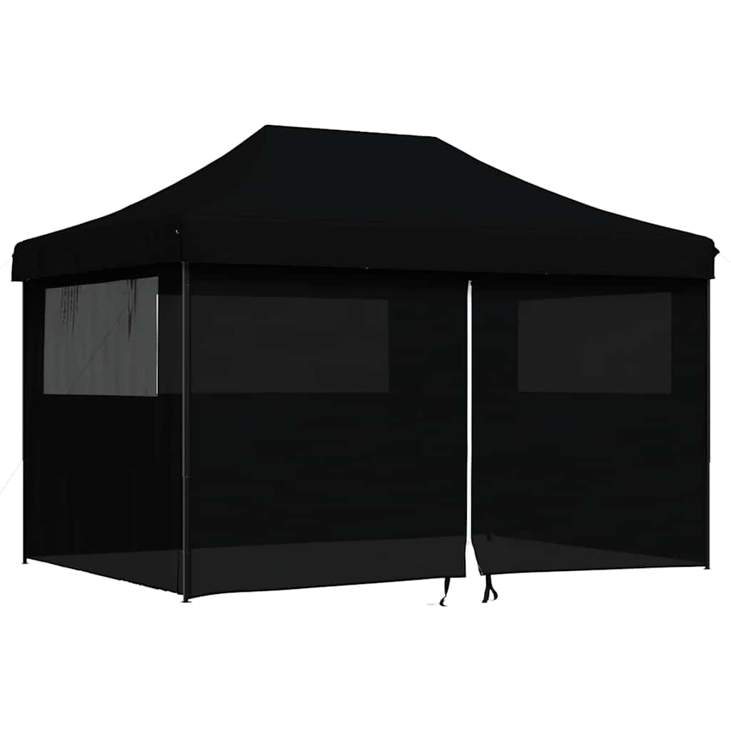 Tenda p/ festas pop-up dobrável com 4 paredes laterais preto