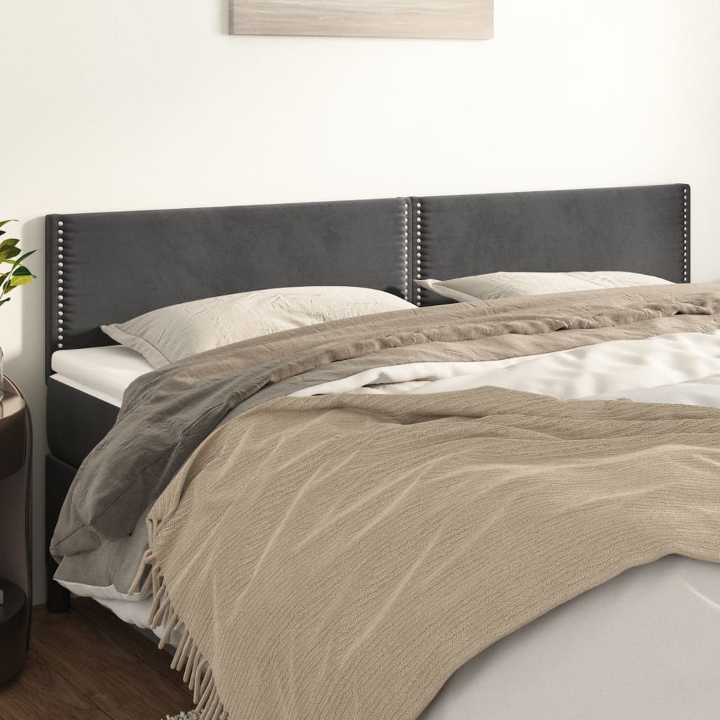 Cabeceiras cinzento-escuro 180x5x78/88 cm veludo