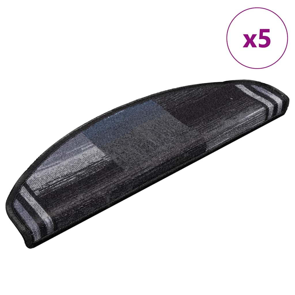 Tapetes de escadas adesivos 5 pcs 65x21x4 cm preto e cinzento