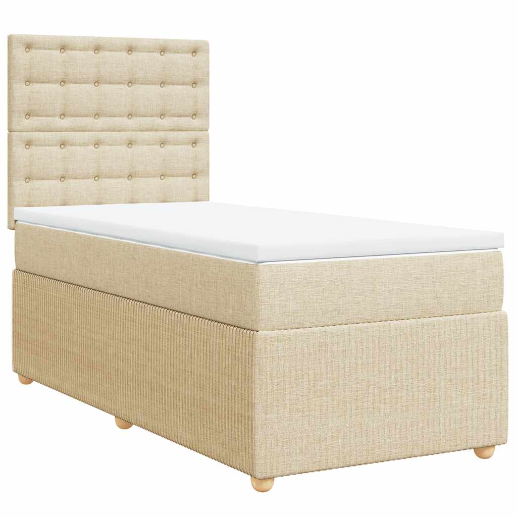 Cama com molas/colchão 90x200 cm tecido cor crème