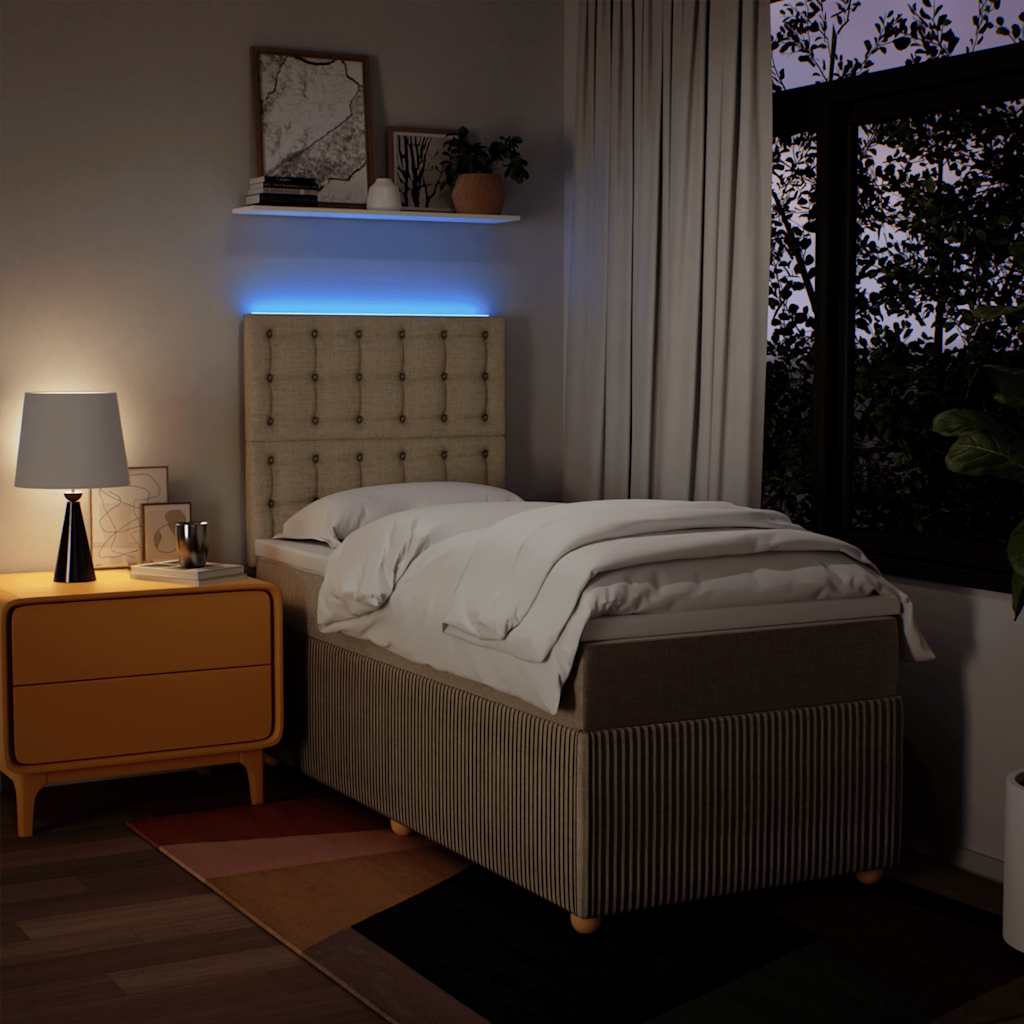 Cama com molas/colchão 90x200 cm tecido cor crème