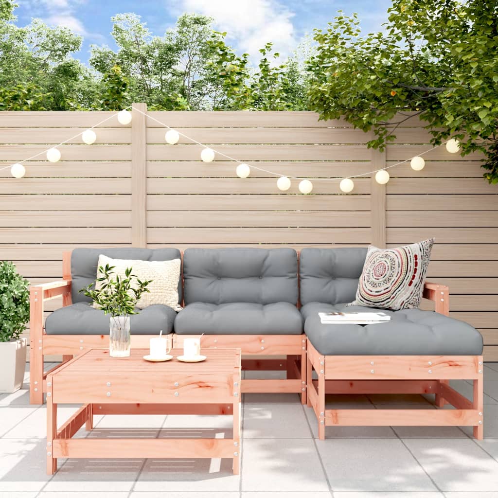 5 Pcs conjunto lounge de jardim madeira de douglas maciça