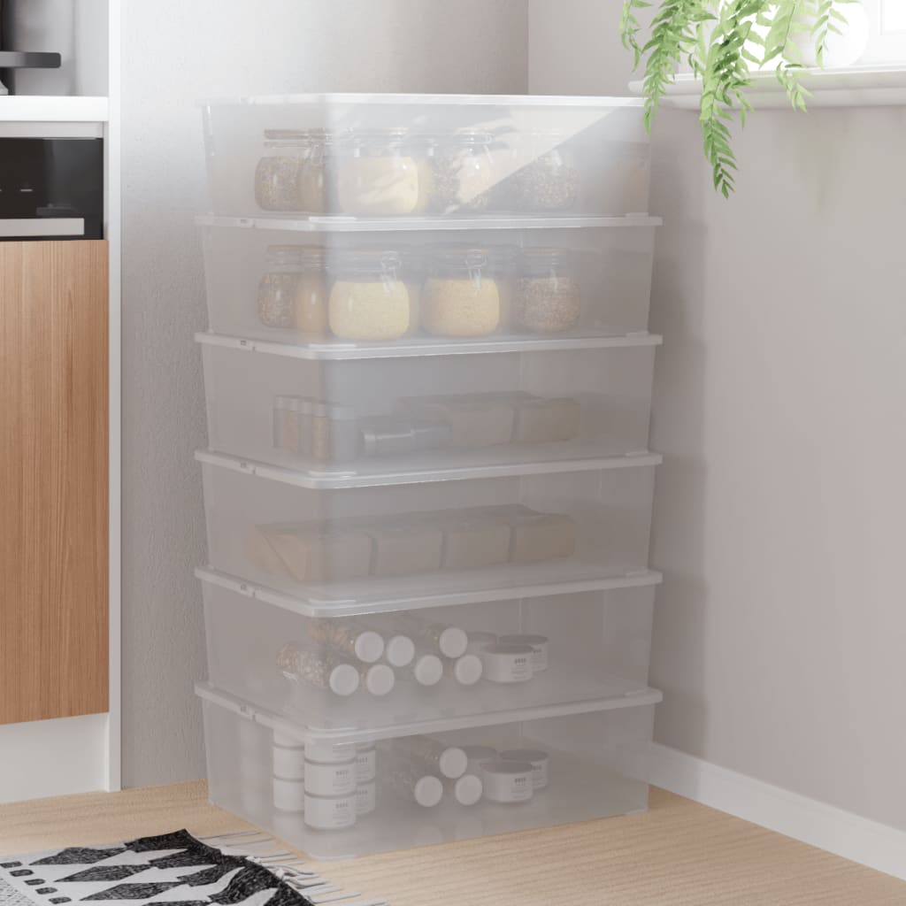 Caixas de arrumação empilháveis 6 pcs 25 l plástico