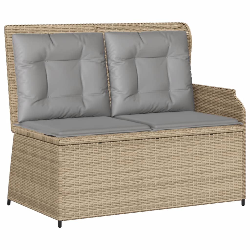 5 Pcs conjunto lounge p/ jardim com almofadões vime PE bege