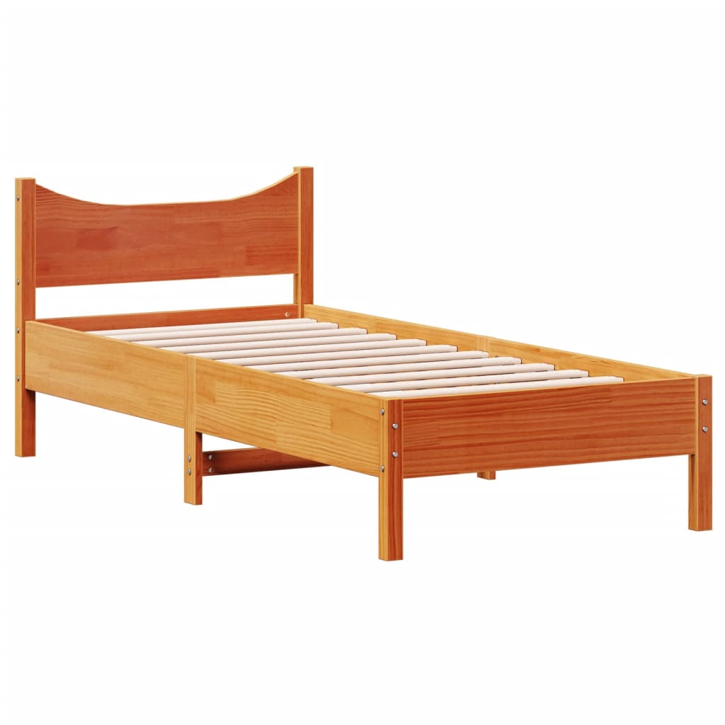 Cama sem colchão 100x200 cm pinho maciço castanho-mel