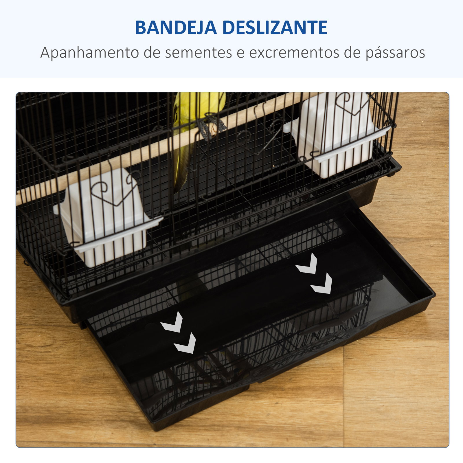 Gaiola para Passáros Gaiola de Metal com Múltiplas Portas 4 Comedouros 3 Poleiros Baloiço Escadas e Bandeja Removível para Periq