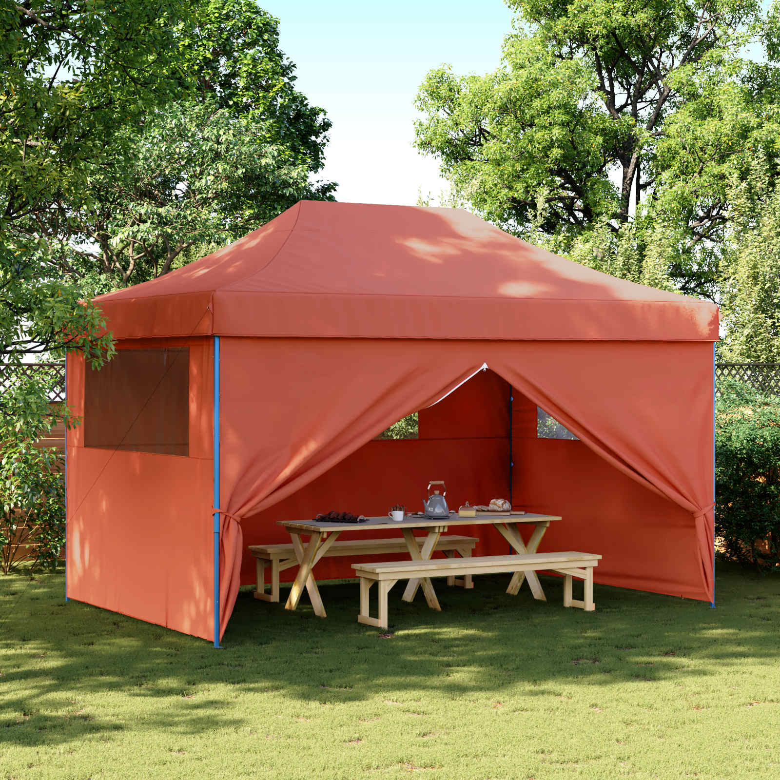 Tenda de festa terracota 292 x 440 x 315 cm tecido oxford