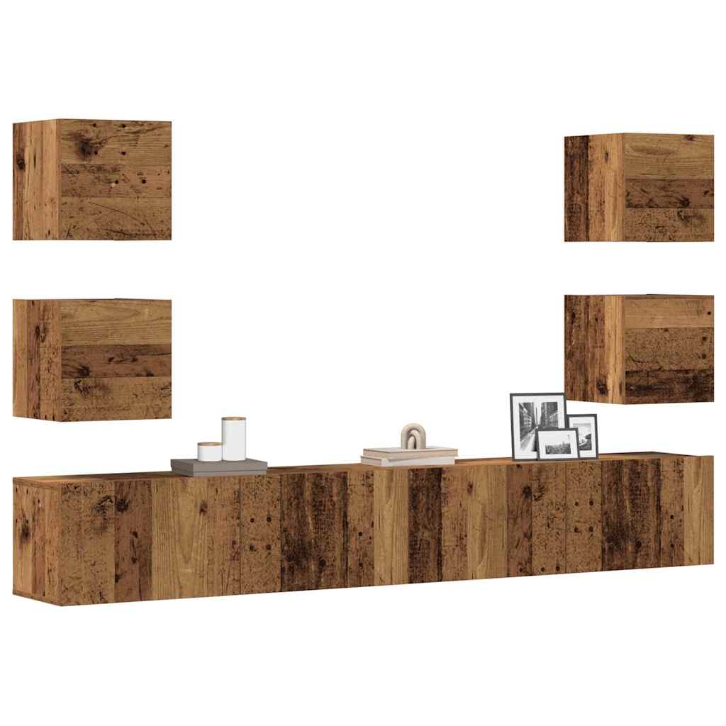 Armários de TV montados na parede 6 pcs madeira velha