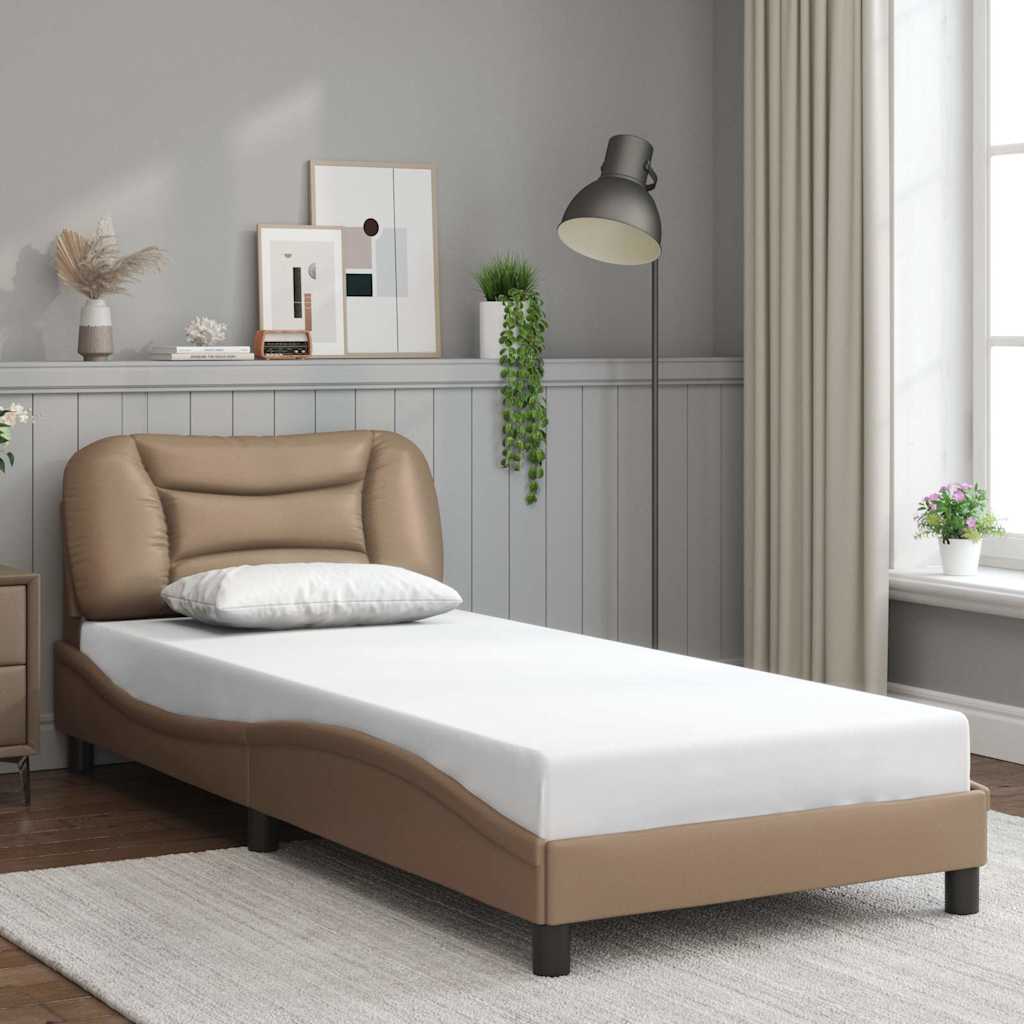 Estrutura de cama sem colchão hvar 90x200 cm couro artificial cappuccino