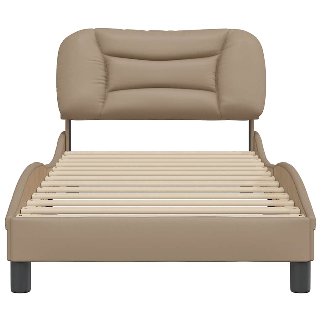 Estrutura de cama sem colchão hvar 90x200 cm couro artificial cappuccino