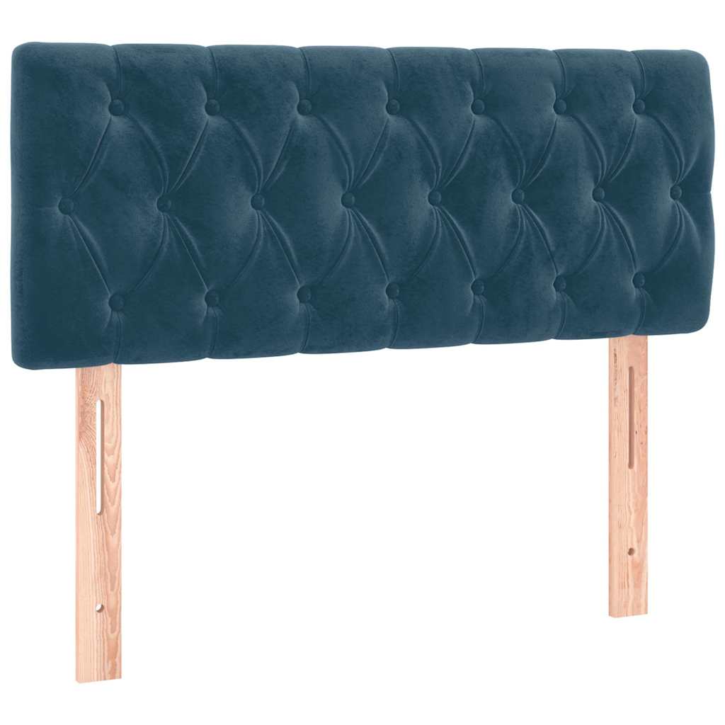 Cabeceira de cama c/ luzes LED veludo 100x7x78/88cm azul-escuro