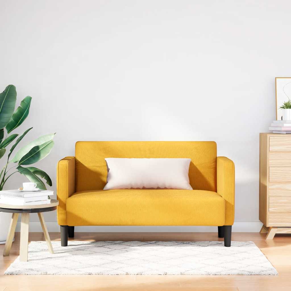 Sofá-luvas 109 cm tecido corduroy amarelo-claro