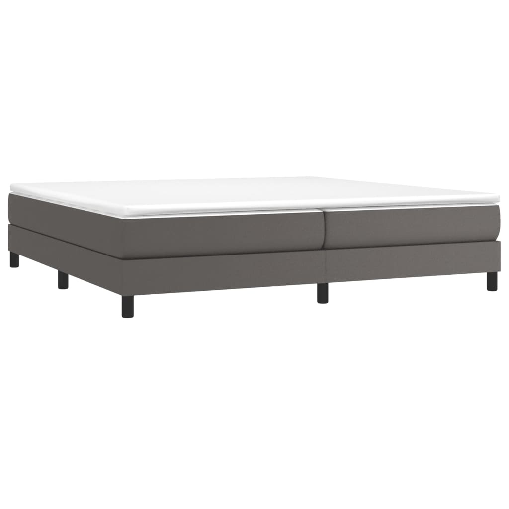Estrutura de cama com molas 200x200cm couro artificial cinzento