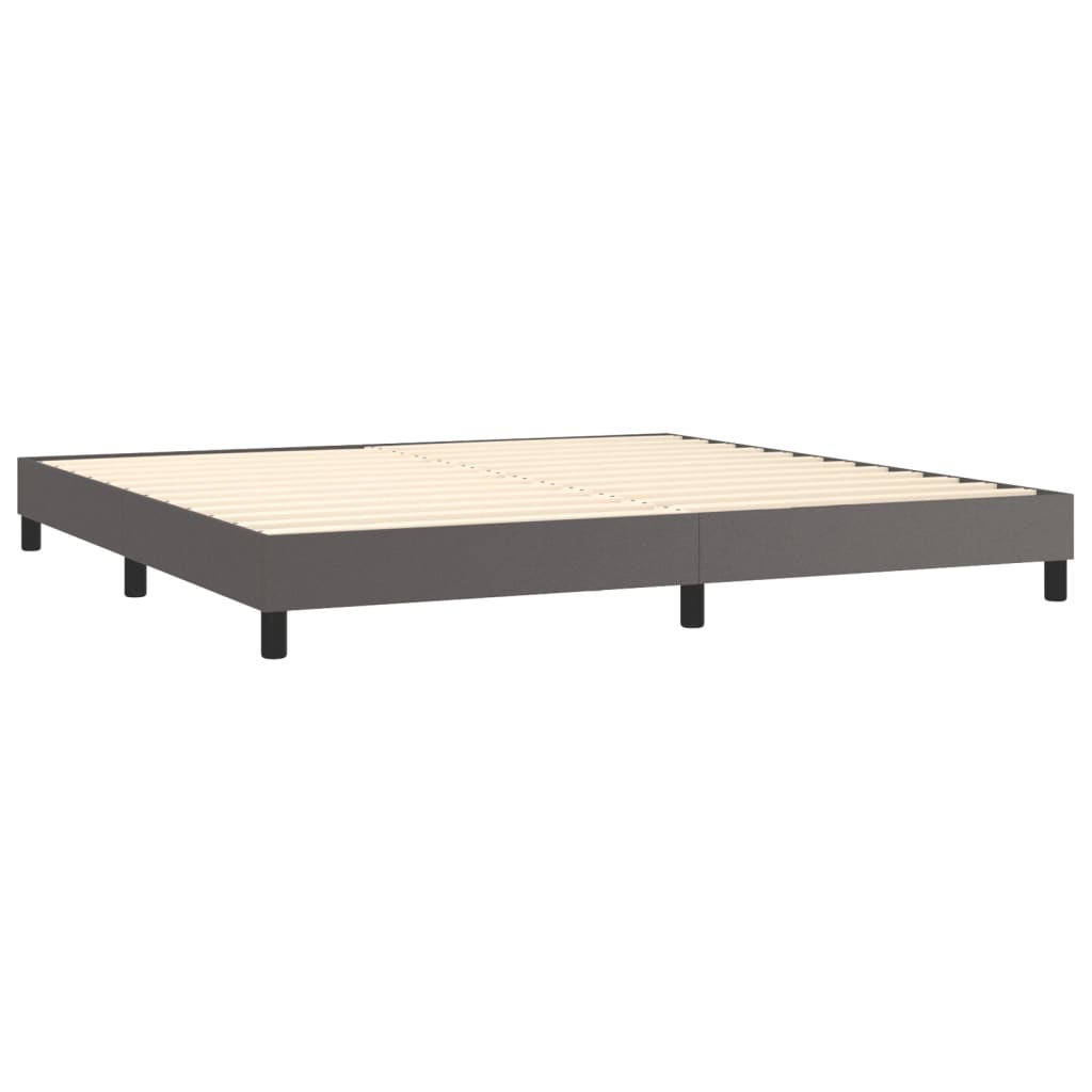 Estrutura de cama com molas 200x200cm couro artificial cinzento