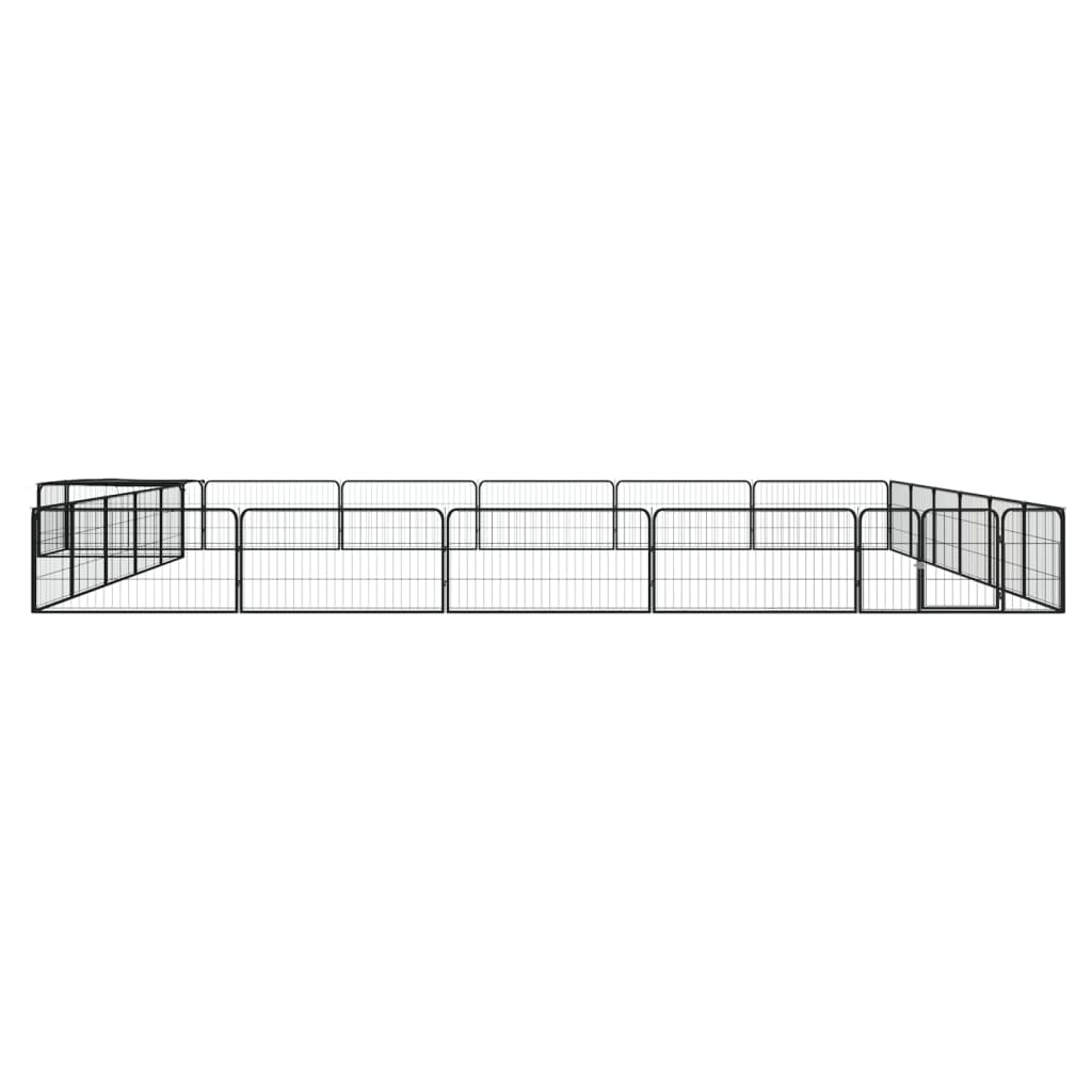 Parque p/ cães c/ 24 painéis 100x50 cm aço revestido a pó preto