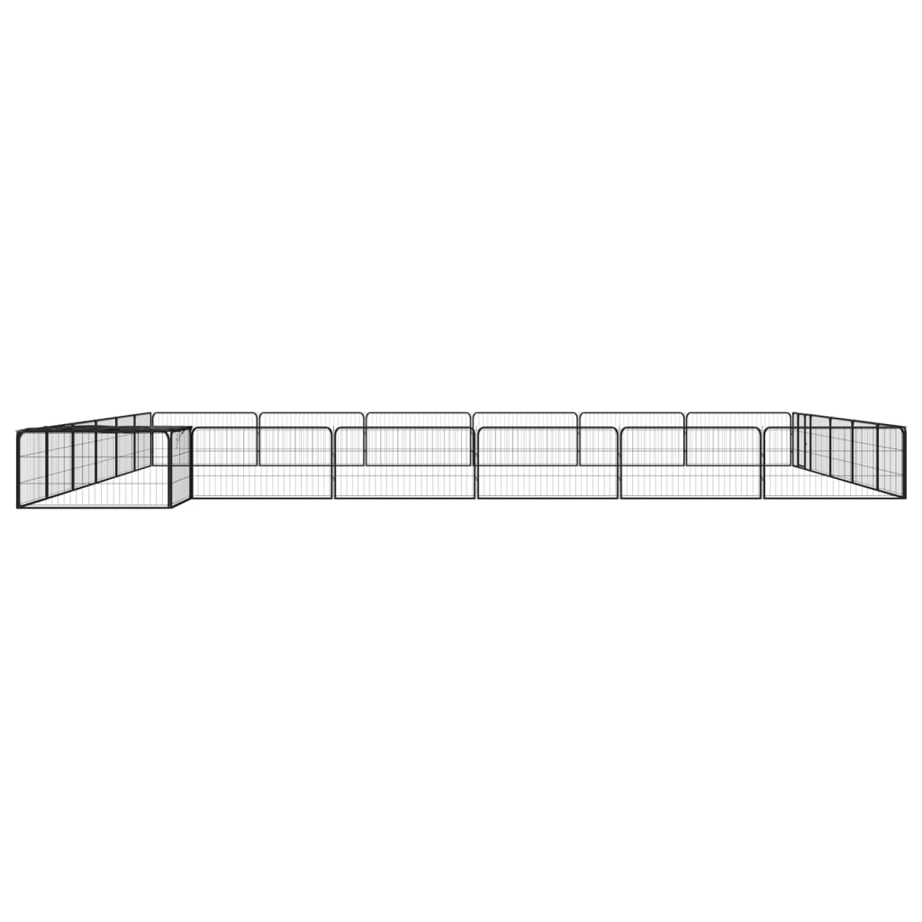 Parque p/ cães c/ 24 painéis 100x50 cm aço revestido a pó preto