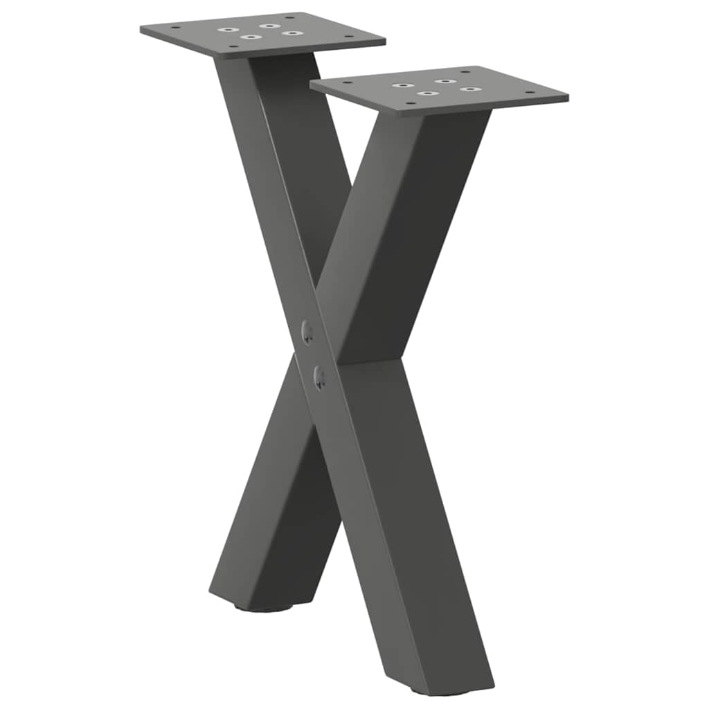 Pés para mesa de centro em formato de x, 2 peças, antracite, 37x(30-31) cm, aço
