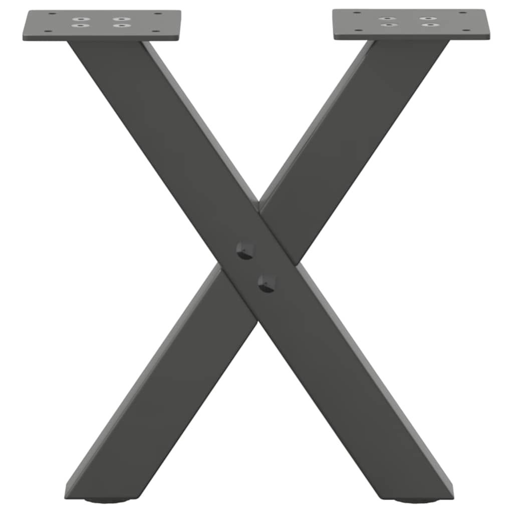 Pés para mesa de centro em formato de x, 2 peças, antracite, 37x(30-31) cm, aço