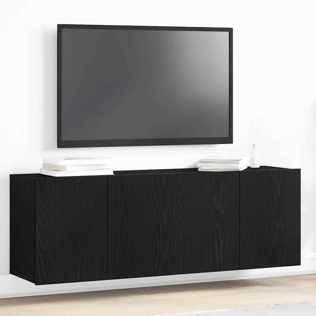 Armários de TV 2 peças carvalho preto 120x30x41 cm madeira projetada