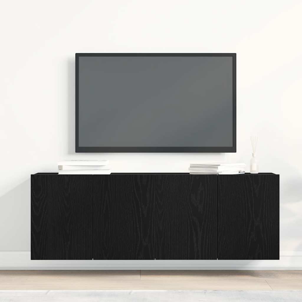 Armários de TV 2 peças carvalho preto 120x30x41 cm madeira projetada