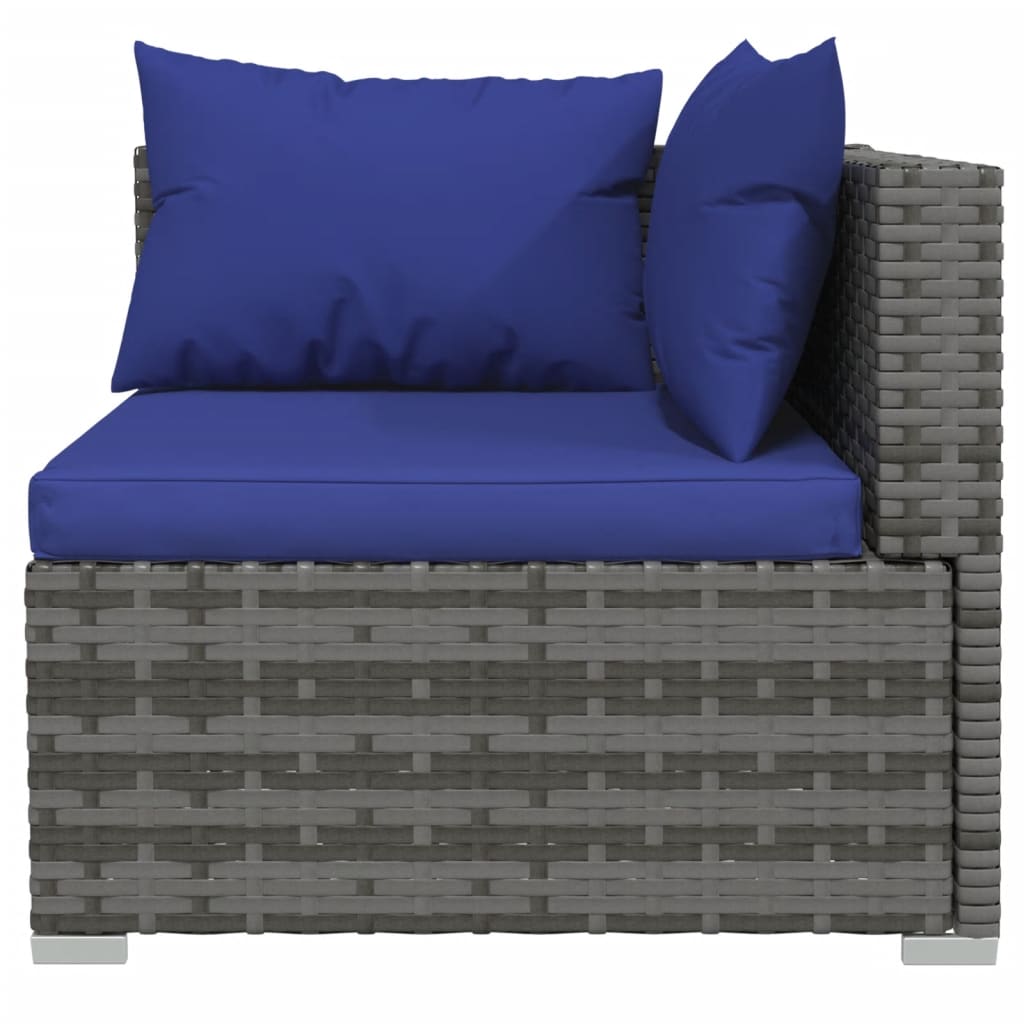 6 Pcs conjunto lounge de jardim c/ almofadões vime PE cinzento
