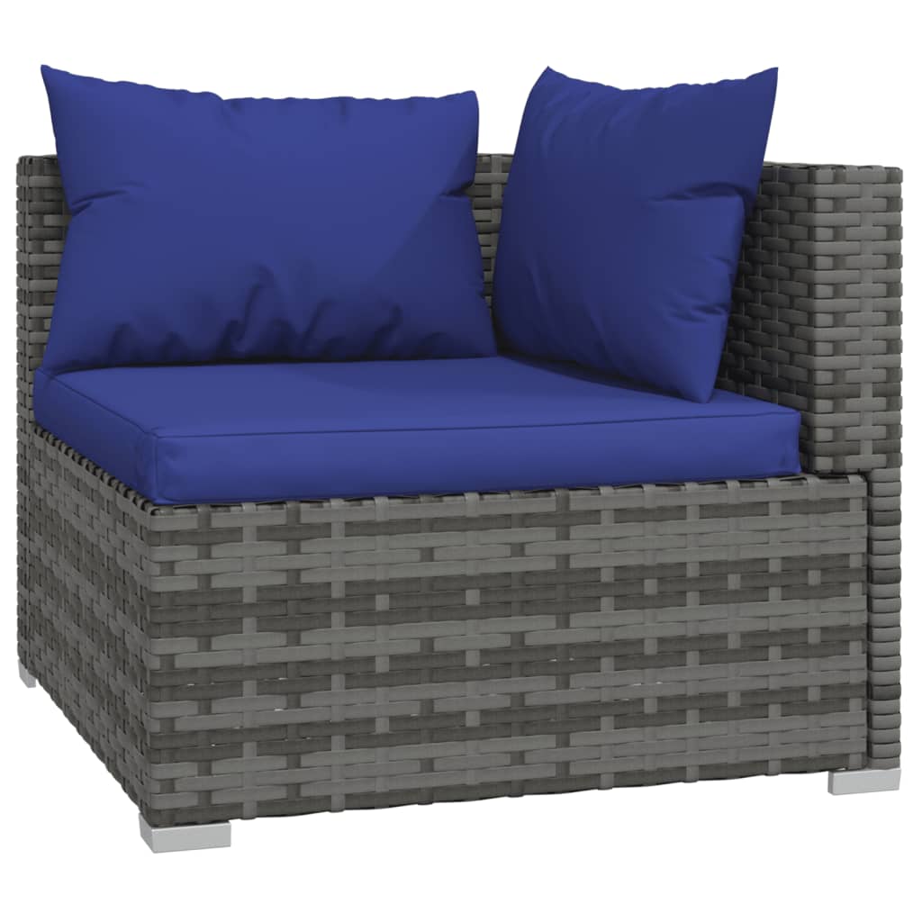 6 Pcs conjunto lounge de jardim c/ almofadões vime PE cinzento