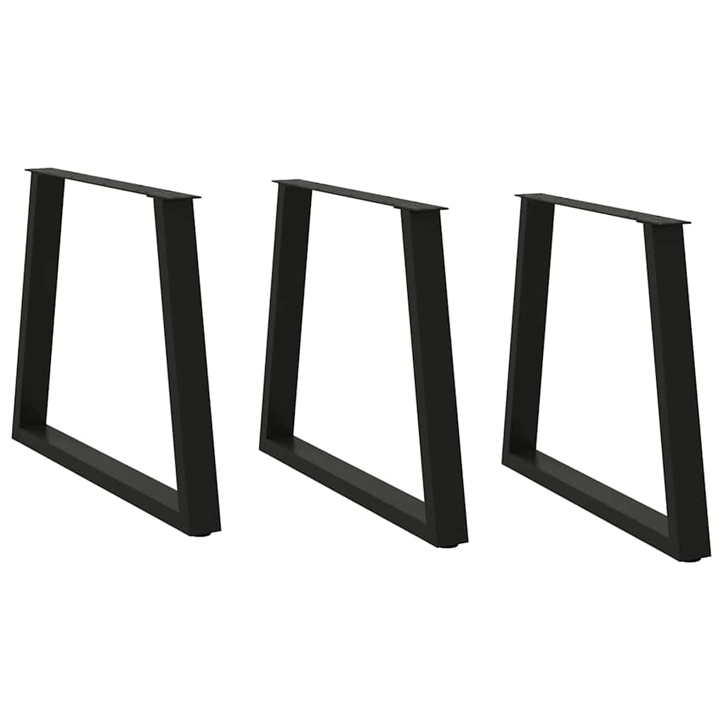 Pernas para mesa de jantar em v 3 peças, preto, 80x(72-73,3) cm, aço
