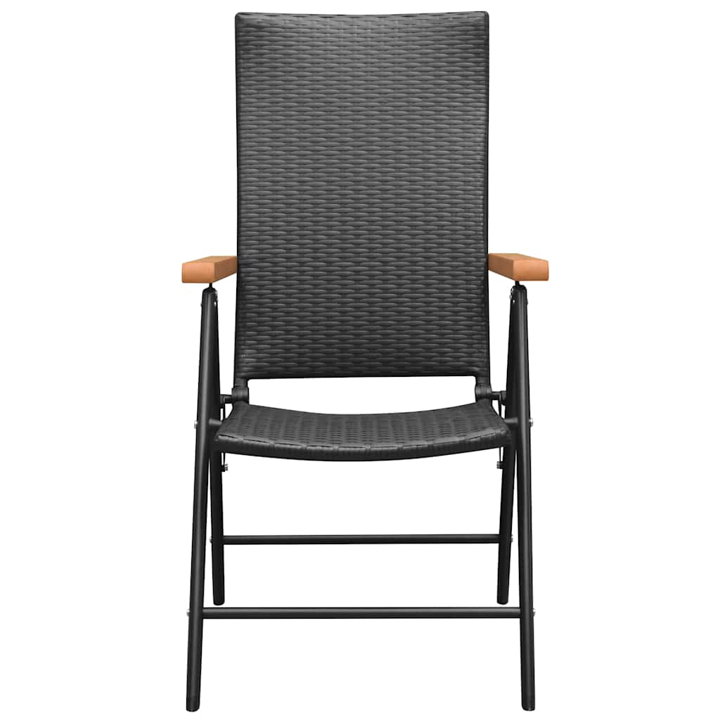 Cadeiras de jardim empilháveis 2 pcs vime PE preto