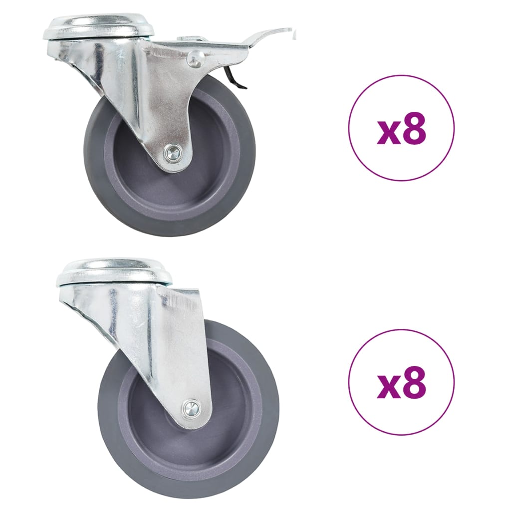 16 Pcs rodas giratórias com furo roscado 75 mm