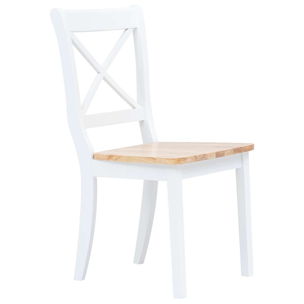 Cadeiras de jantar 4pcs seringueira maciça branco/madeira clara