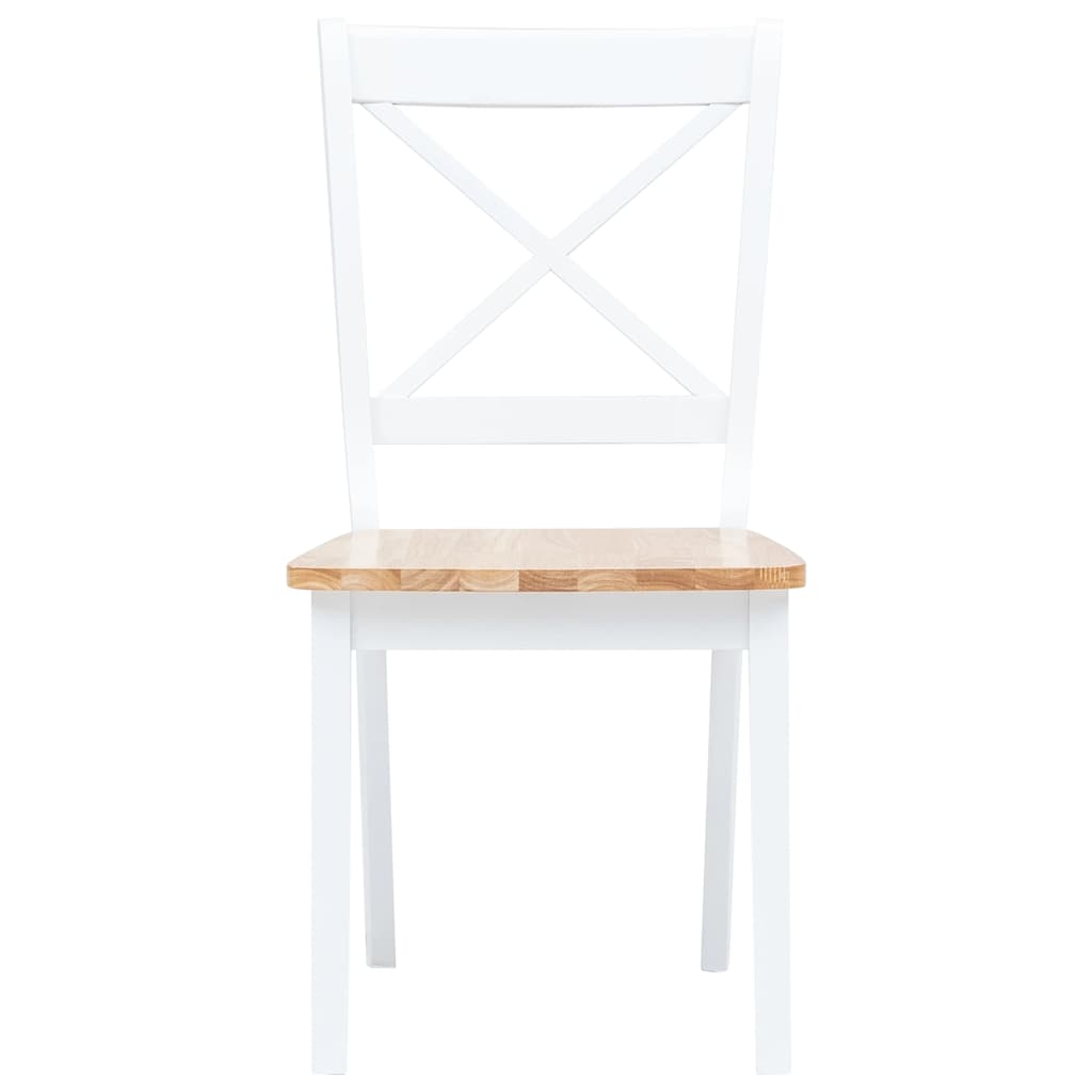 Cadeiras de jantar 4pcs seringueira maciça branco/madeira clara