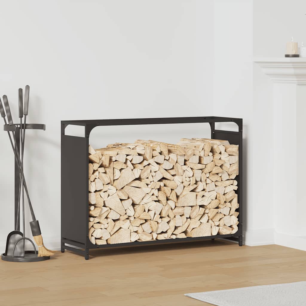 Suporte para lenha 90x28x65 cm aço laminado a frio preto