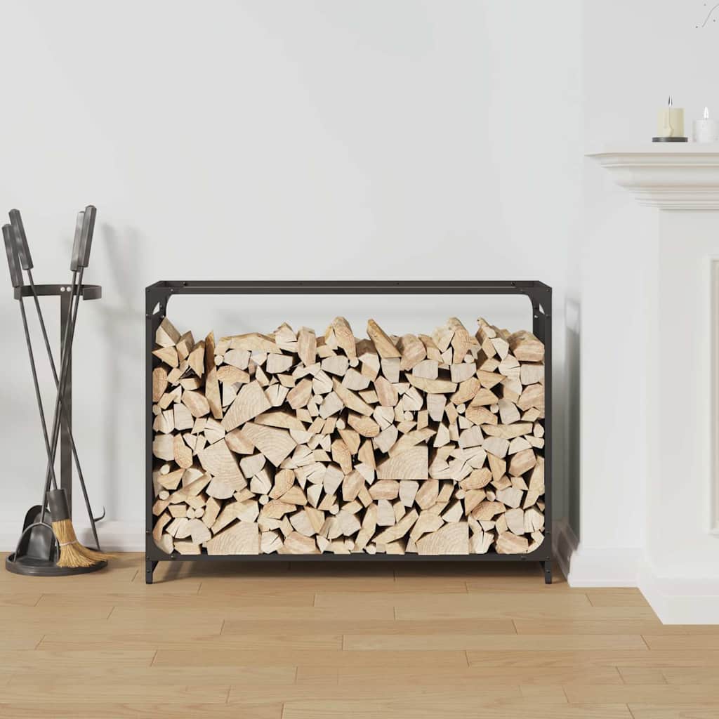 Suporte para lenha 90x28x65 cm aço laminado a frio preto