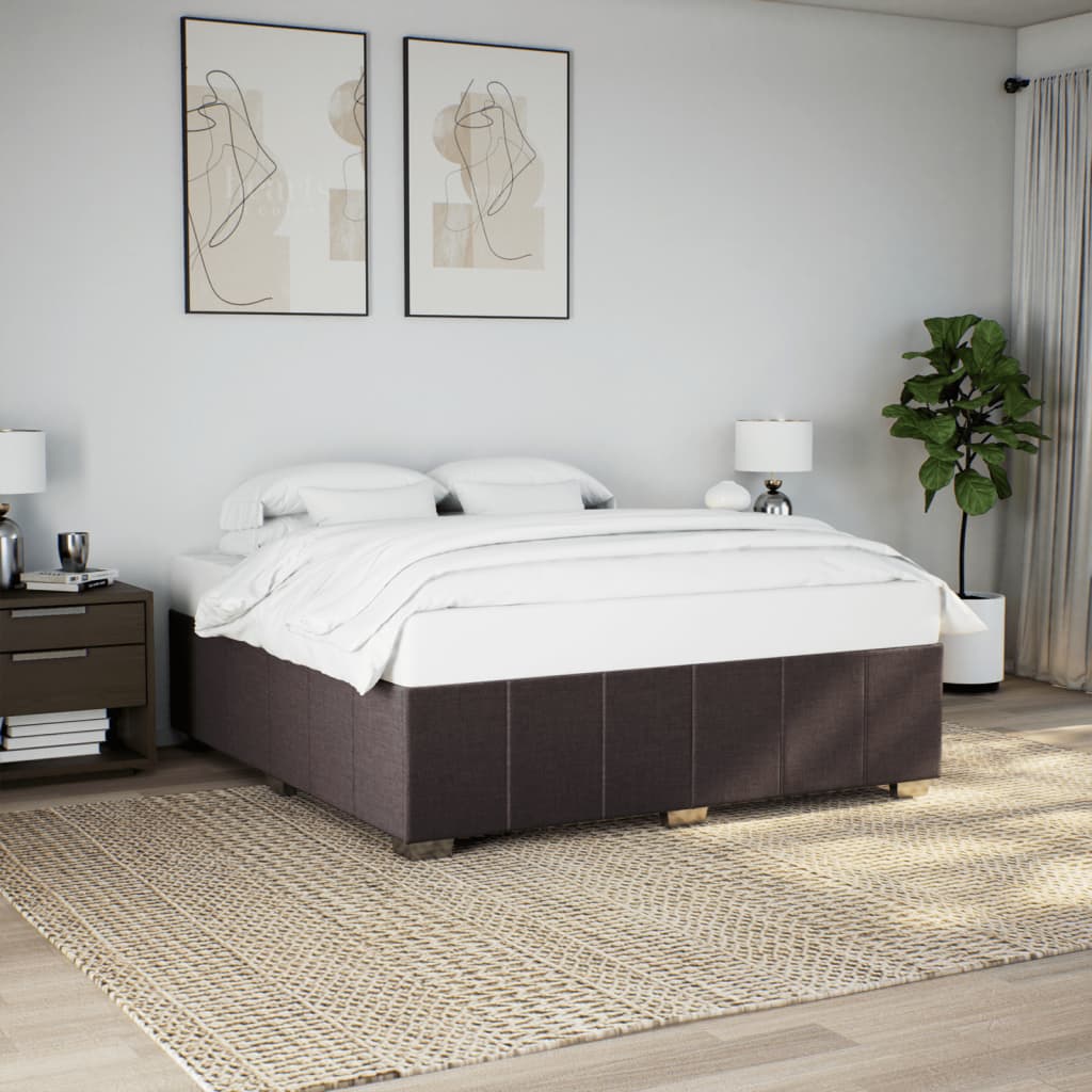 Estrutura de cama sem colchão 180x200 cm tecido castanho-escuro
