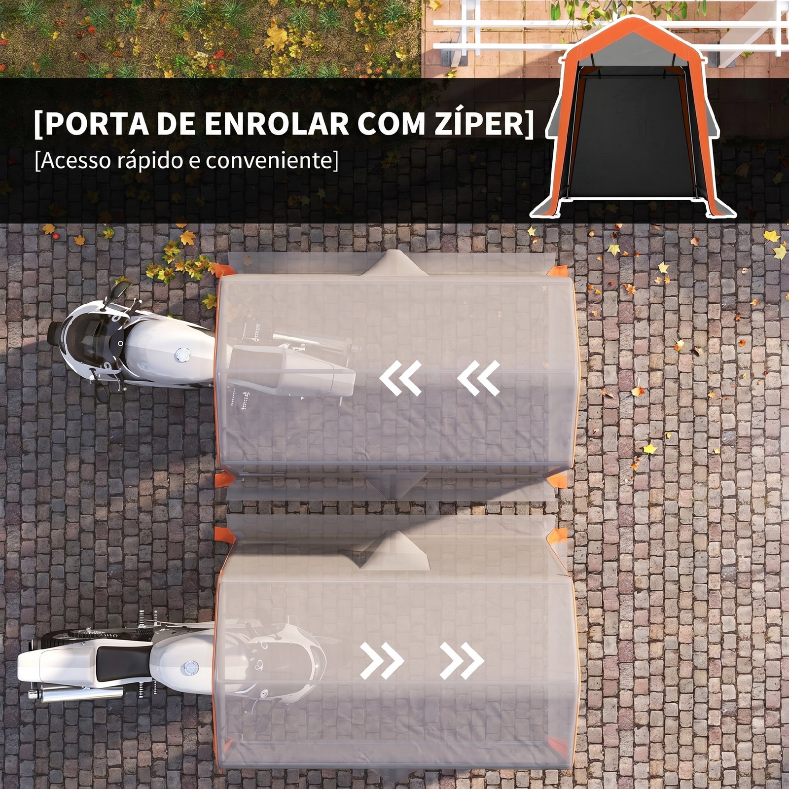 Tenda garagem portátil 2,4x1,8 m para carro impermeável com porta zipada e enrolável, janelas upf30+ cinzento claro