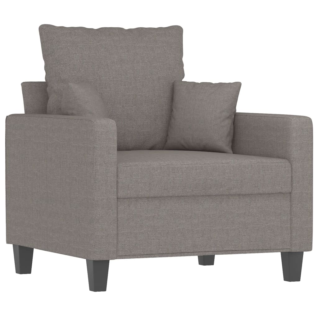 4 Pcs conjunto de sofás com almofadas tecido cinza-acastanhado