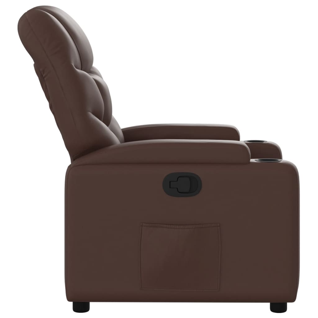 Poltrona reclinável couro artificial castanho