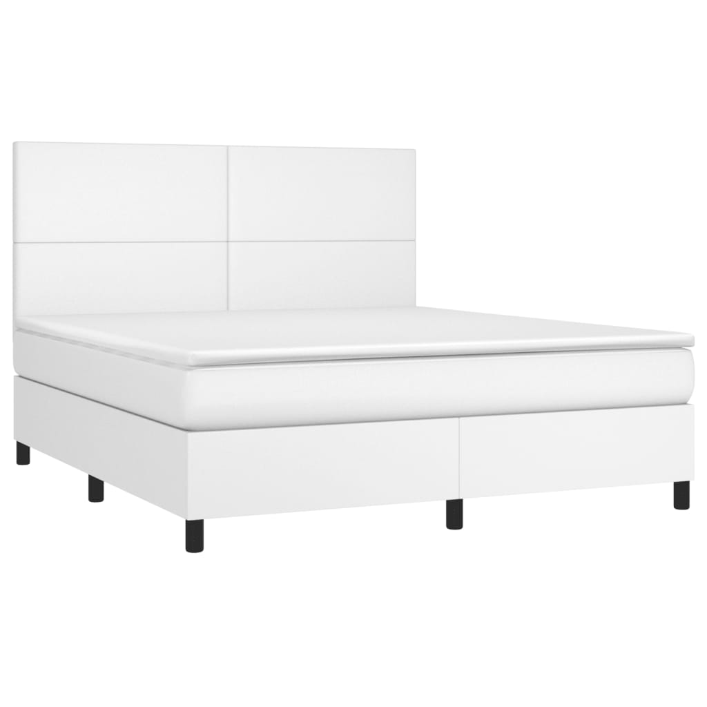 Cama com molas/colchão 180x200 cm couro artificial branco