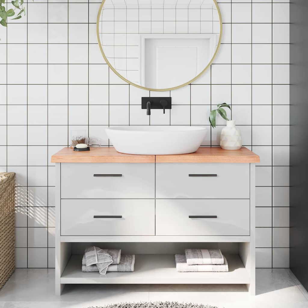 Bancada p/ wc 120x30x(2-4) cm madeira maciça tratada castanho