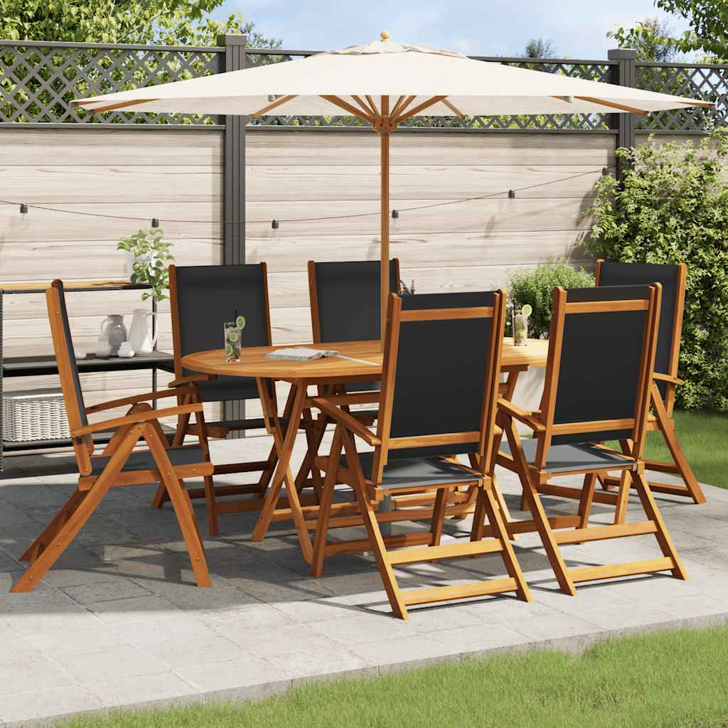 7 Pcs conjunto de jantar exterior madeira acácia maciça